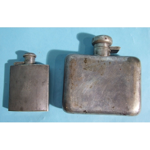 58 - A silver hip flask of plain form, 10.5 x 10.5cm, with engraved initials, Birmingham 1949, 165.5g, __... 