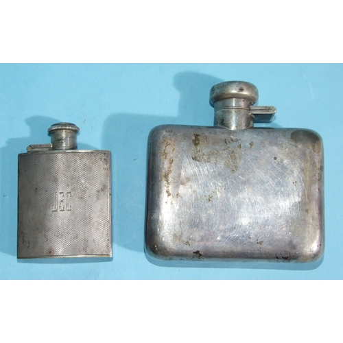 58 - A silver hip flask of plain form, 10.5 x 10.5cm, with engraved initials, Birmingham 1949, 165.5g, __... 