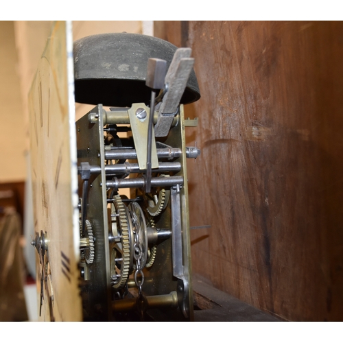 9 - A 19th century oak long-case clock with thirty-hour bell-striking chain-driven movement and square p... 