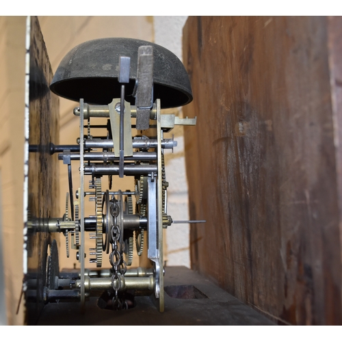 9 - A 19th century oak long-case clock with thirty-hour bell-striking chain-driven movement and square p... 