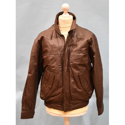 48 - A Marks & Spencer brown leather bomber jacket, 38