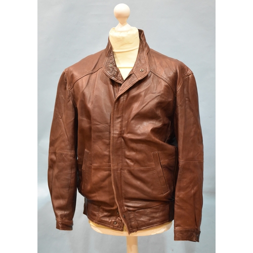 48 - A Marks & Spencer brown leather bomber jacket, 38