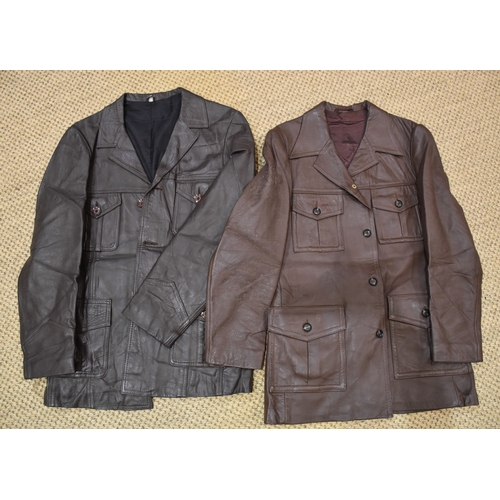 49 - A brown leather safari-type jacket by Oakleaf Leatherware, 38