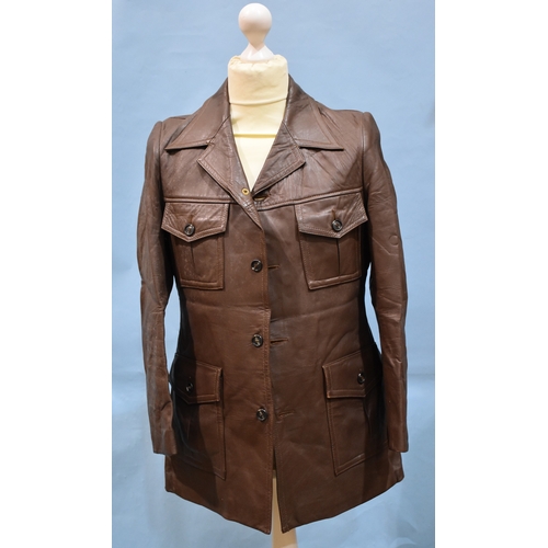 49 - A brown leather safari-type jacket by Oakleaf Leatherware, 38