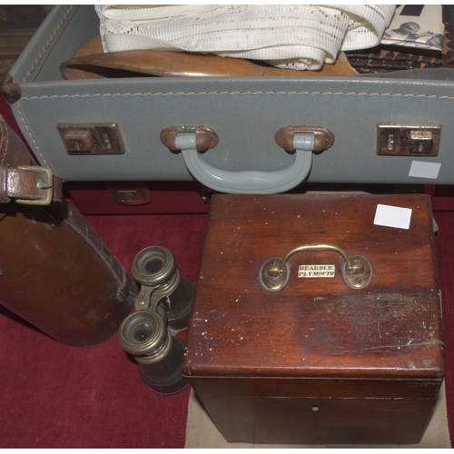 61 - A mahogany wooden box with name inset into lid 