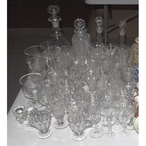 62 - A collection of 19th century and later ale and drinking glasses, decanters and other items.... 