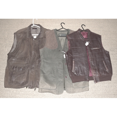 46 - Four gent's leather waistcoats and other clothing.