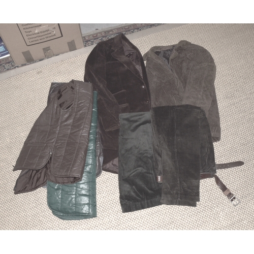46 - Four gent's leather waistcoats and other clothing.