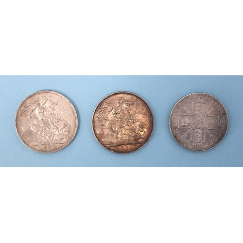 20 - Victoria (1837-1901), two crowns: 1889 and 1900 (LXIV) and an 1887 double-florin, (3).... 