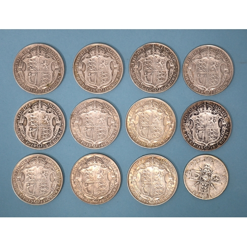 36 - A collection of British pre-1920 silver coinage, comprising: half-crowns (x11), florins (x2), shilli... 