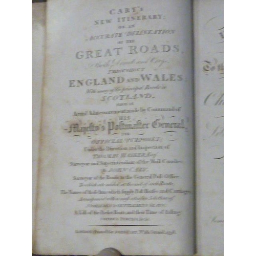 13 - Cary (John), Cary's New Itinerary folding map, hf cf gt, spine renewed, orig. marble bds, 8vo, 1798,... 