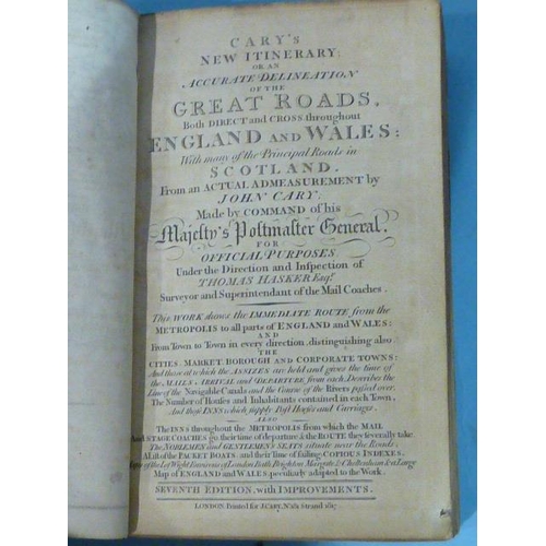 13 - Cary (John), Cary's New Itinerary folding map, hf cf gt, spine renewed, orig. marble bds, 8vo, 1798,... 
