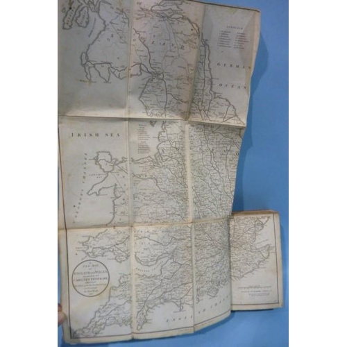 13 - Cary (John), Cary's New Itinerary folding map, hf cf gt, spine renewed, orig. marble bds, 8vo, 1798,... 