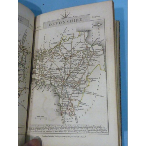 13 - Cary (John), Cary's New Itinerary folding map, hf cf gt, spine renewed, orig. marble bds, 8vo, 1798,... 