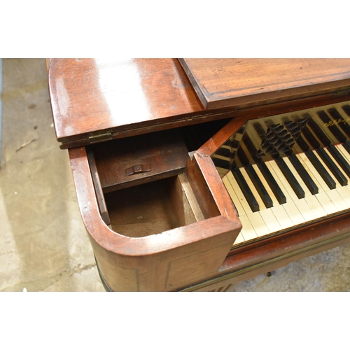 1 - A John Broadwood & Sons square piano, c1815, the inlaid and crossbanded mahogany case with brass... 