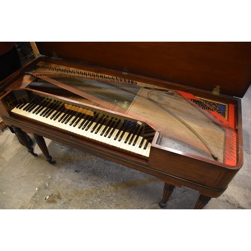 1 - A John Broadwood & Sons square piano, c1815, the inlaid and crossbanded mahogany case with brass... 