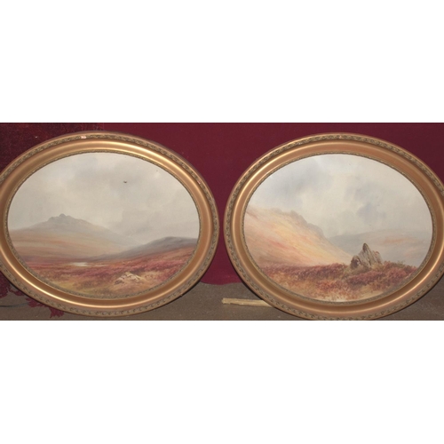 13 - After Pollard, three coaching prints, R W Holman, two oval moorland watercolours and other items.... 