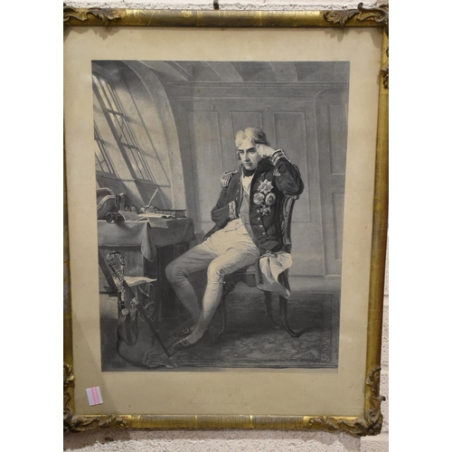 47 - After C Lucy, Nelson, Trafalgar, 21 October 1805, a framed engraving, 65 x 42cm, together with a pai... 