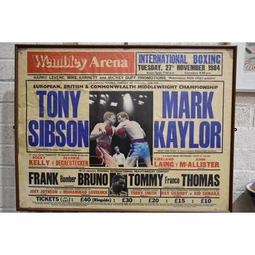 17 - A framed poster for the European, British & Commonwealth Middleweight Champion, between Tony Sib... 