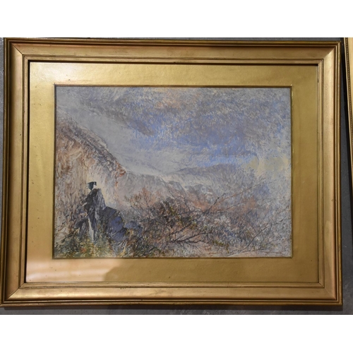 20 - K Zippah, 'Moorland Scene', signed watercolour, 19 x 39cm and a companion, a pair, J Dingle 'Lydford... 