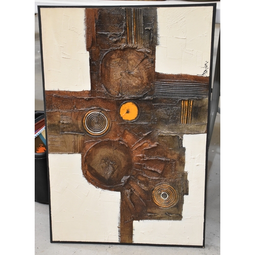 12 - Five mid to late-20th century oil paintings and other pictures and prints.