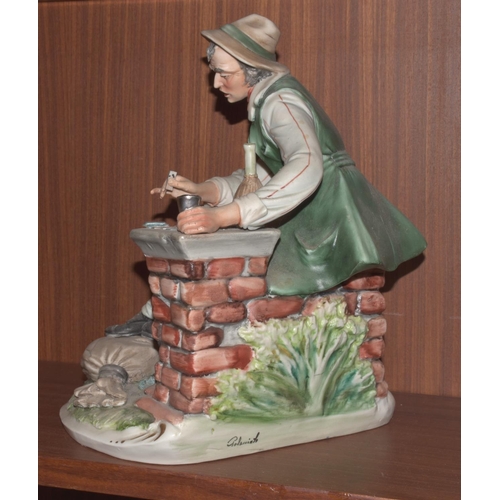 43 - A 20th century Capo-di-Monte figure of a seated gentleman playing patience, 31cm high.... 