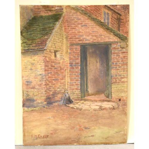 45 - Frederick James McNamara Evans (1859-1930), 'Cottage interior with fire in the hearth and kitchen in... 