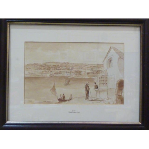 22 - Maud Hutton?, 'The Laira from Staddon Heights', unsigned sepia drawing, 18 x 29cm and a companion 'H... 