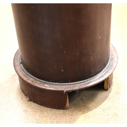 24 - A late-Victorian circular mahogany pot cupboard, the top with marble inset, above a door, 72cm high,... 