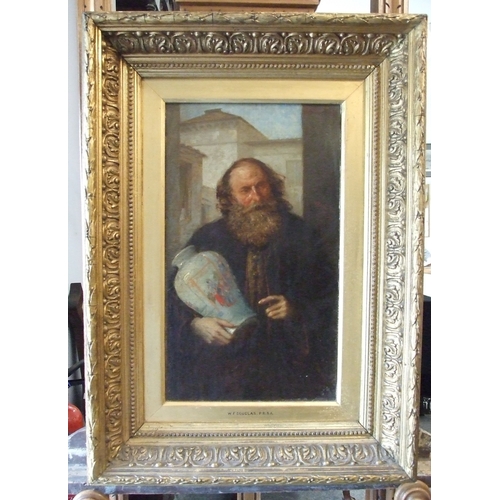 1 - William Fettes Douglas PRSA (1822-1891) A BEARDED SCHOLAR HOLDING AN ORIENTAL BALUSTER-SHAPED VASE A... 