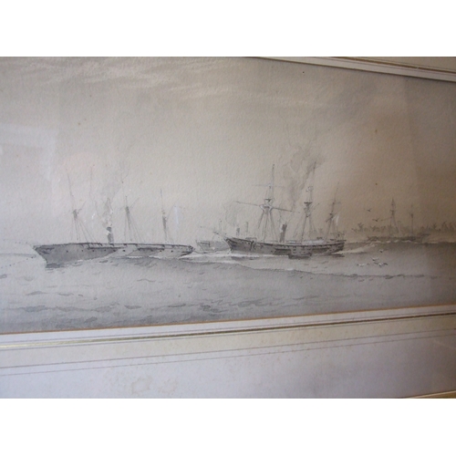 31 - 19th Century English School A STEAM AND SAIL GUNBOAT FLYING THE WHITE ENSIGN Unsigned watercolour, 2... 