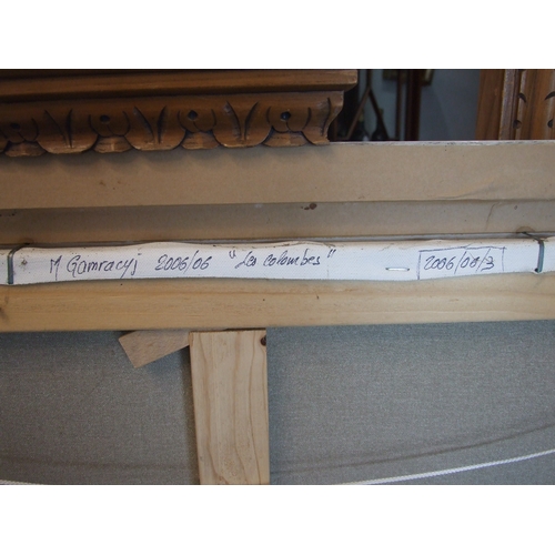 5 - Michel Gamracyj (1970-2020) LES COLOMBES Signed oil on canvas, signed, titled and dated 2001 on canv... 