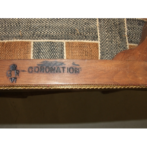 65 - A pair of George VI coronation stools by Waring and Gillows, stamped with royal cypher and maker's n... 