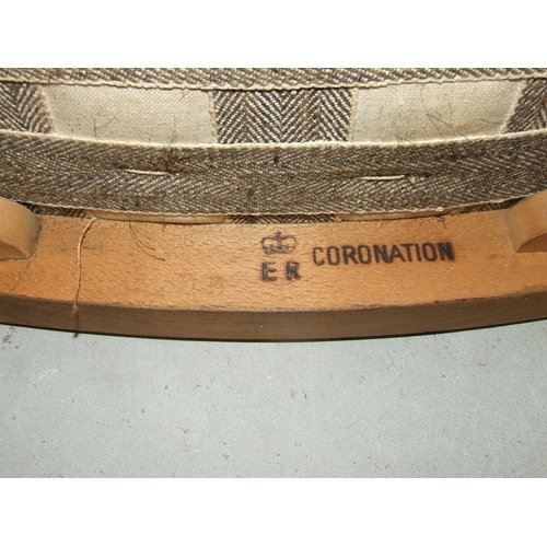 66 - An Elizabeth II coronation stool, stamped with royal cypher and 