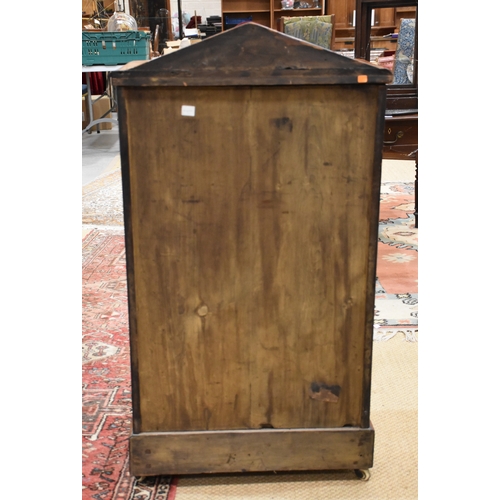 51 - A Victorian walnut cross-banded music cabinet, the glass door enclosing a fitted interior, 59cm wide... 