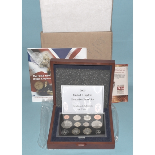 67 - Royal Mint, a collection of nine UK Executive Proof Sets: 2000 (case a/f), 2001/2/3/4/5/6 (x2)/2008,... 