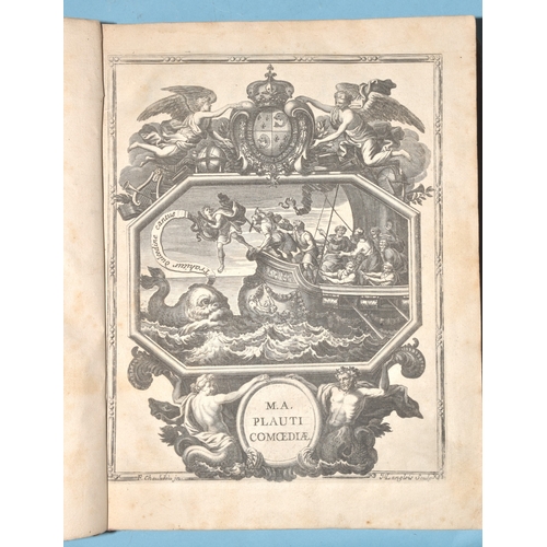11 - Antiquarian books: Plantus, M Accii Comoediae, engr tp, frontis, cf, 4to, Paris 1679, (bds detached,... 