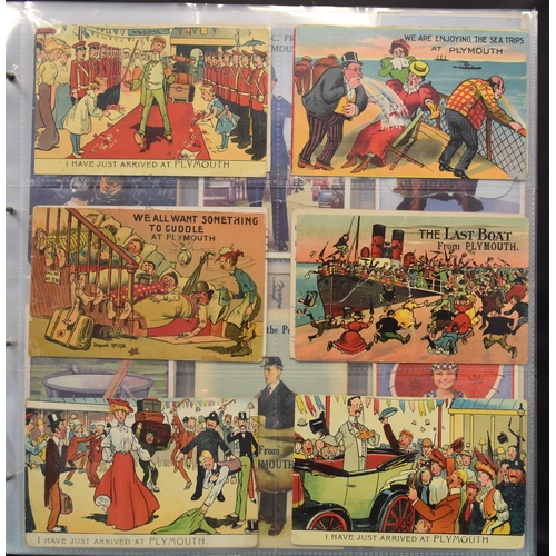 27 - An album of approximately 200 postcards, mainly Plymouth-related pull-outs, comic and greetings card... 