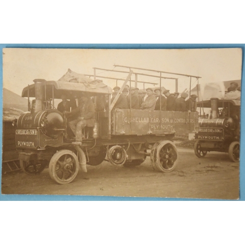 34 - A collection of 77 RP postcards and photos of Plymouth and Devon buses, trams, ambulance, charabancs... 