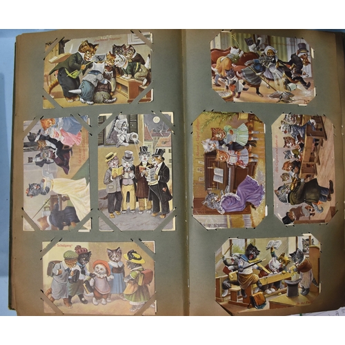 38 - An album of 400 postcards, including cats, greetings, humour and mainly UK topography.... 