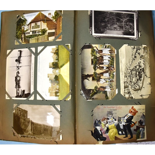 38 - An album of 400 postcards, including cats, greetings, humour and mainly UK topography.... 