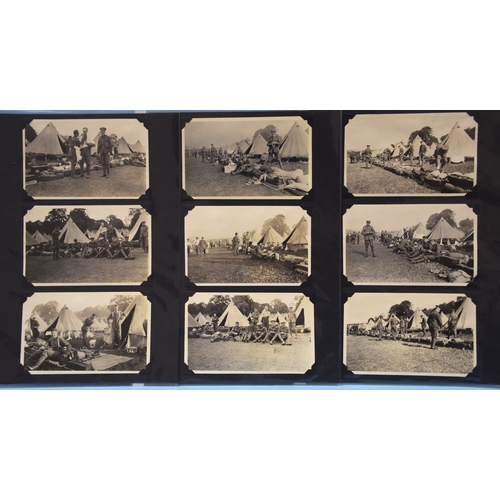 48 - Thirty-three black and white photographs (14 x 9cm), of army camp life c1930's, and one postcard.... 