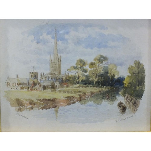 59 - Francis P Barraud (1824-1901), 'Norwich', a signed and titled watercolour, 9.5 x 12.5cm and three ot... 