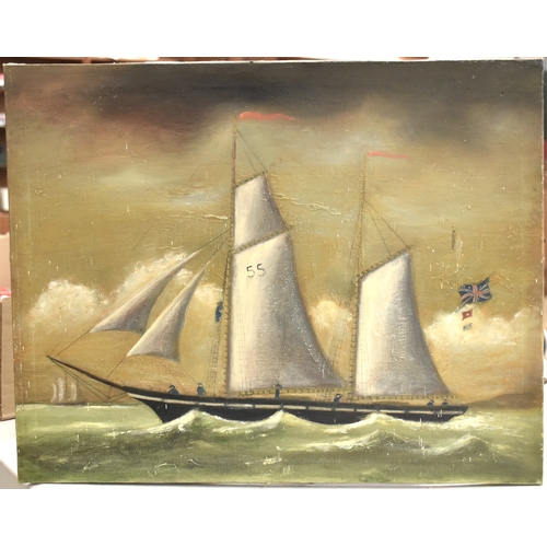42 - B Price, 'Hay Castle', a signed gouache, titled label verso, 25 x 44cm, unsigned 'Two-masted sailing... 