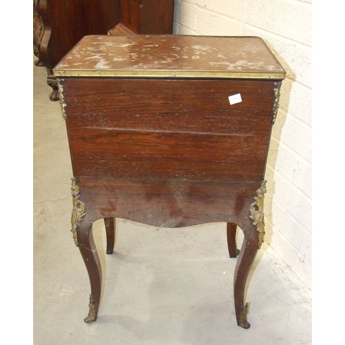 49 - A 19th century Continental chest of four small drawers, with marbled top, with overall metal mounts ... 