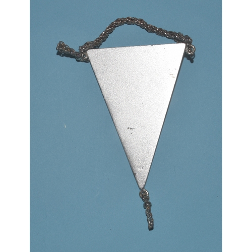 52 - A set of twelve white metal football pennants commemorating the World Cup hosts and winners 1930-198... 