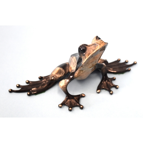 Tim Cotterill 'Frogman', an enamelled bronze frog in black and grey/taupe colours, impressed FROGMAN and © 01 Tim 259/2000, 18cm wide, 9cm high.
