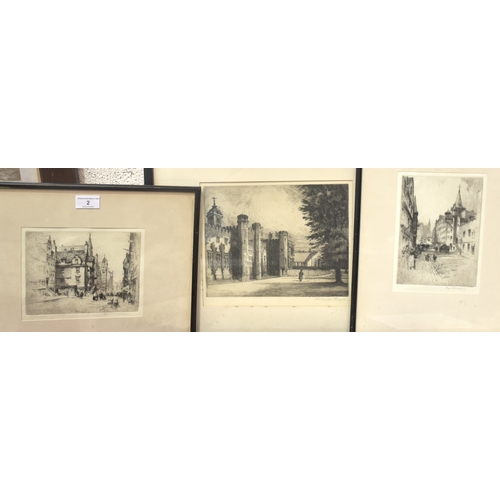 2 - Gertrude Hayes (1872-1956), four etchings of Rugby School, largest 29.5 x 21.5cm, all signed in penc... 