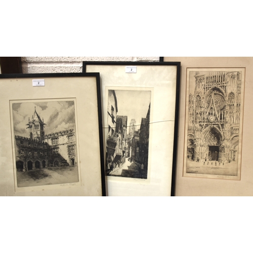 2 - Gertrude Hayes (1872-1956), four etchings of Rugby School, largest 29.5 x 21.5cm, all signed in penc... 