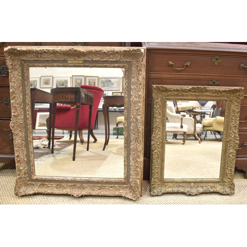 46 - An early-18th century walnut rectangular wall mirror with multiple moulded frame, 76 x 65cm, (one mo... 
